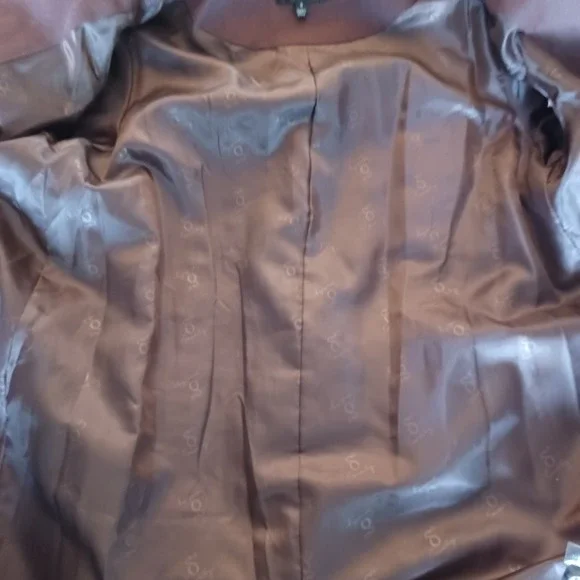 Samuel Dong Brown Ruffle Rosette Bubble Hem Trench Coat Jacket Womens Small - Picture 6 of 10